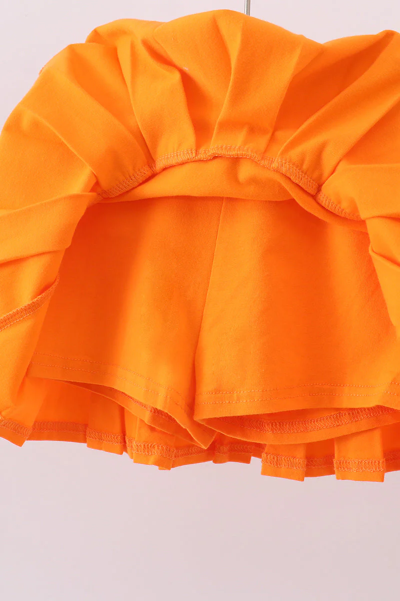 Premium Orange Clemson stripe football embroidery skorts set - Image 6