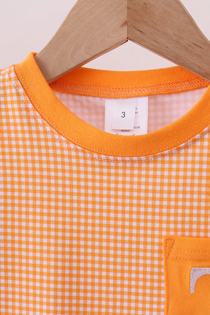 Premium Orange Tennessee embroidery gingham top - Image 2