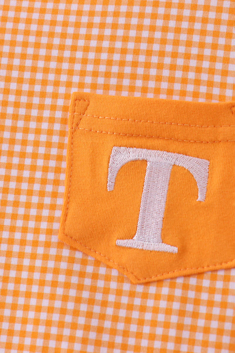 Premium Orange Tennessee embroidery gingham top - Image 3