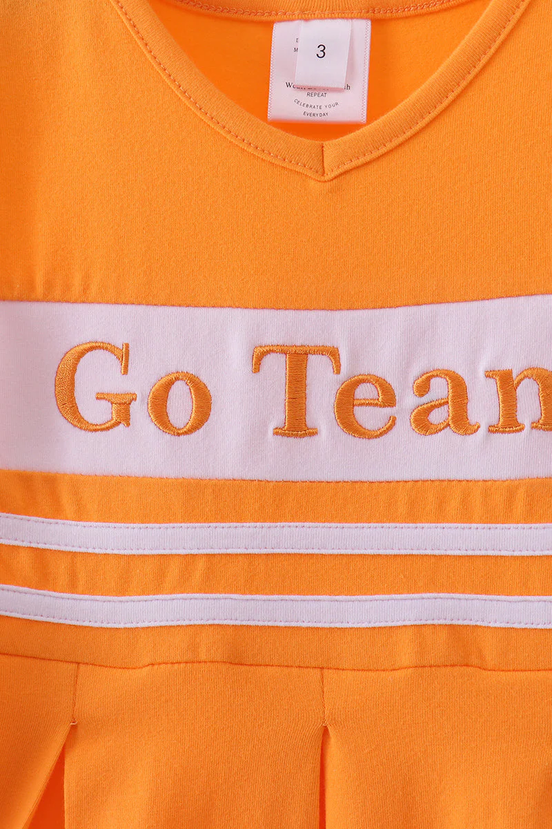 Premium Orange Tennessee Go Team embroidery ruffle dress - Image 2