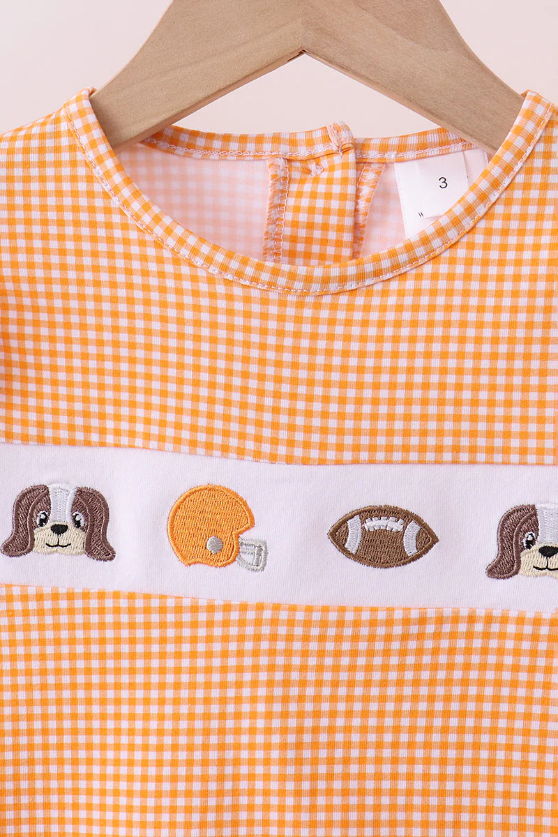 Premium Orange Tennessee puppy football embroidery ruffle pants set - Image 2