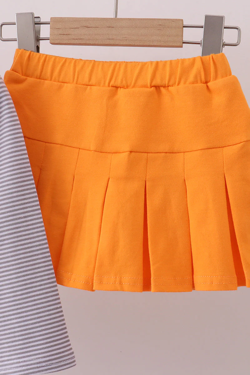 Premium Orange Tennessee stripe football embroidery skorts set - Image 3