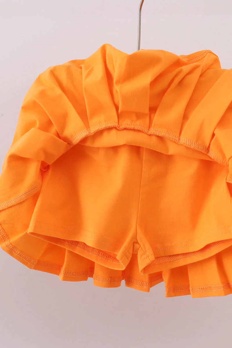 Premium Orange Tennessee stripe football embroidery skorts set - Image 5