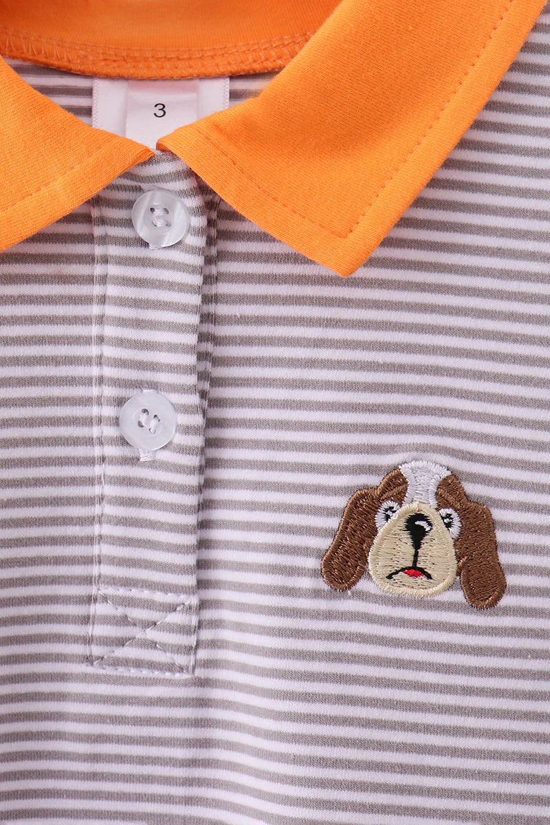 Premium Orange Tennessee stripe puppy embroidery button down shirt - Image 2