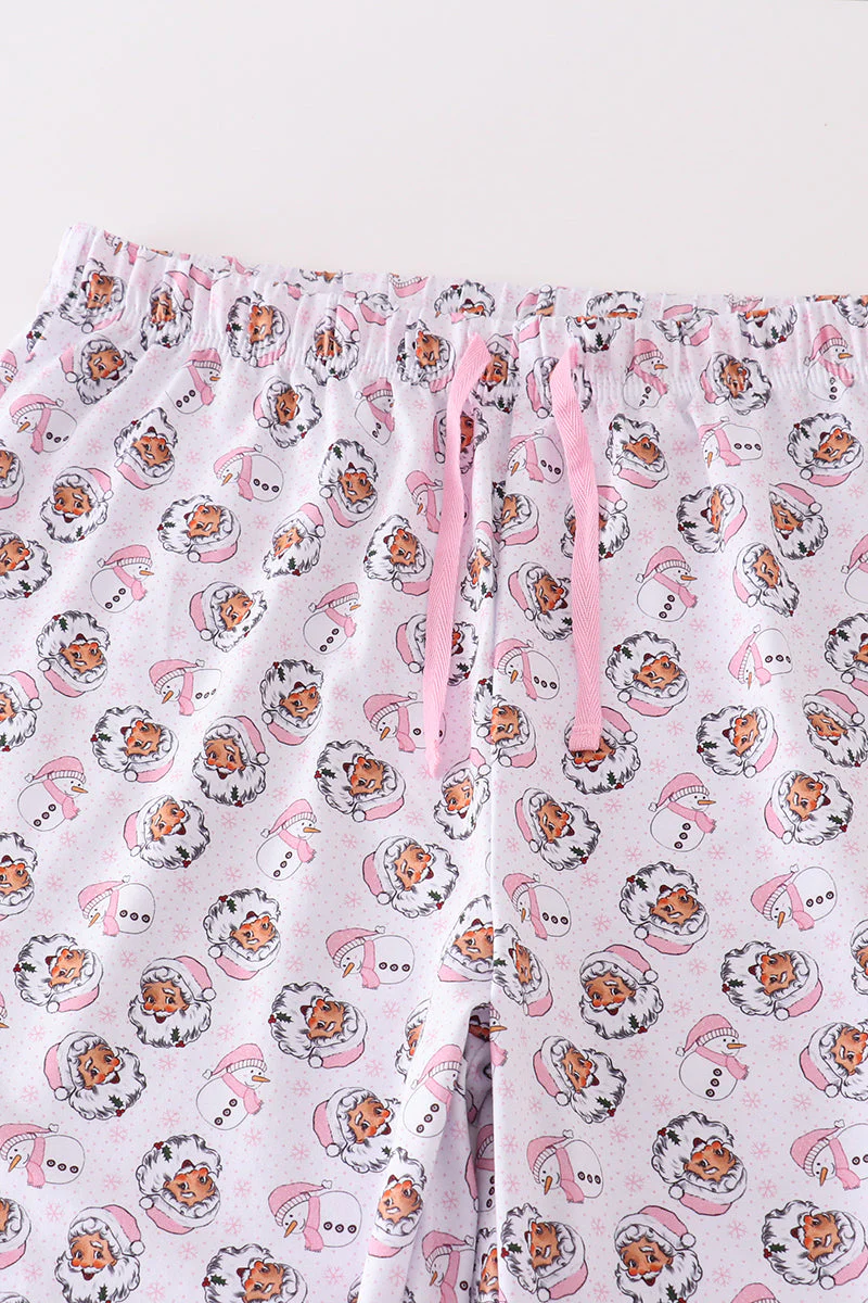 Premium pink christmas santa claus print women pajama pants - Image 2
