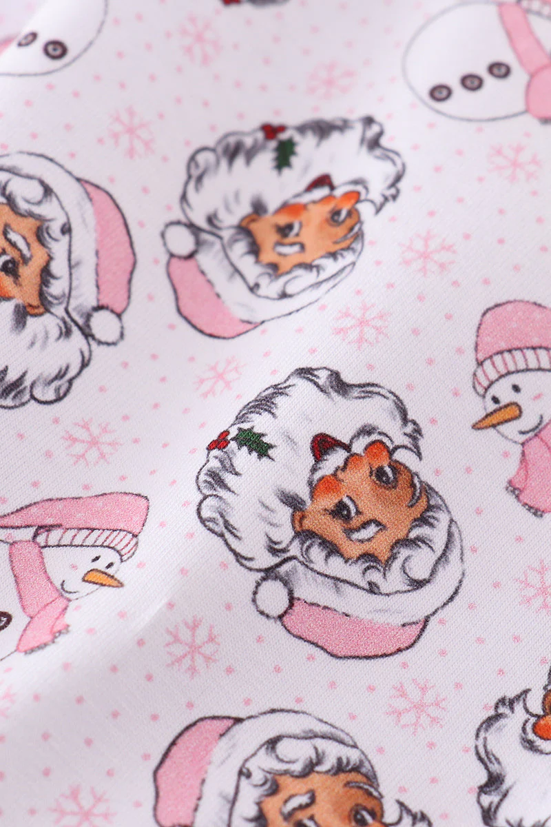 Premium pink christmas santa claus print women pajama pants - Image 3