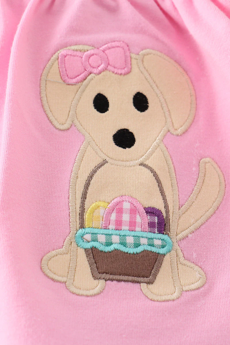Premium Pink dog applique girl set - Image 3