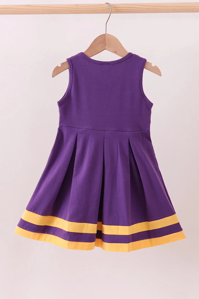 Premium Purple LSU Go Team embroidery ruffle dress - Image 2