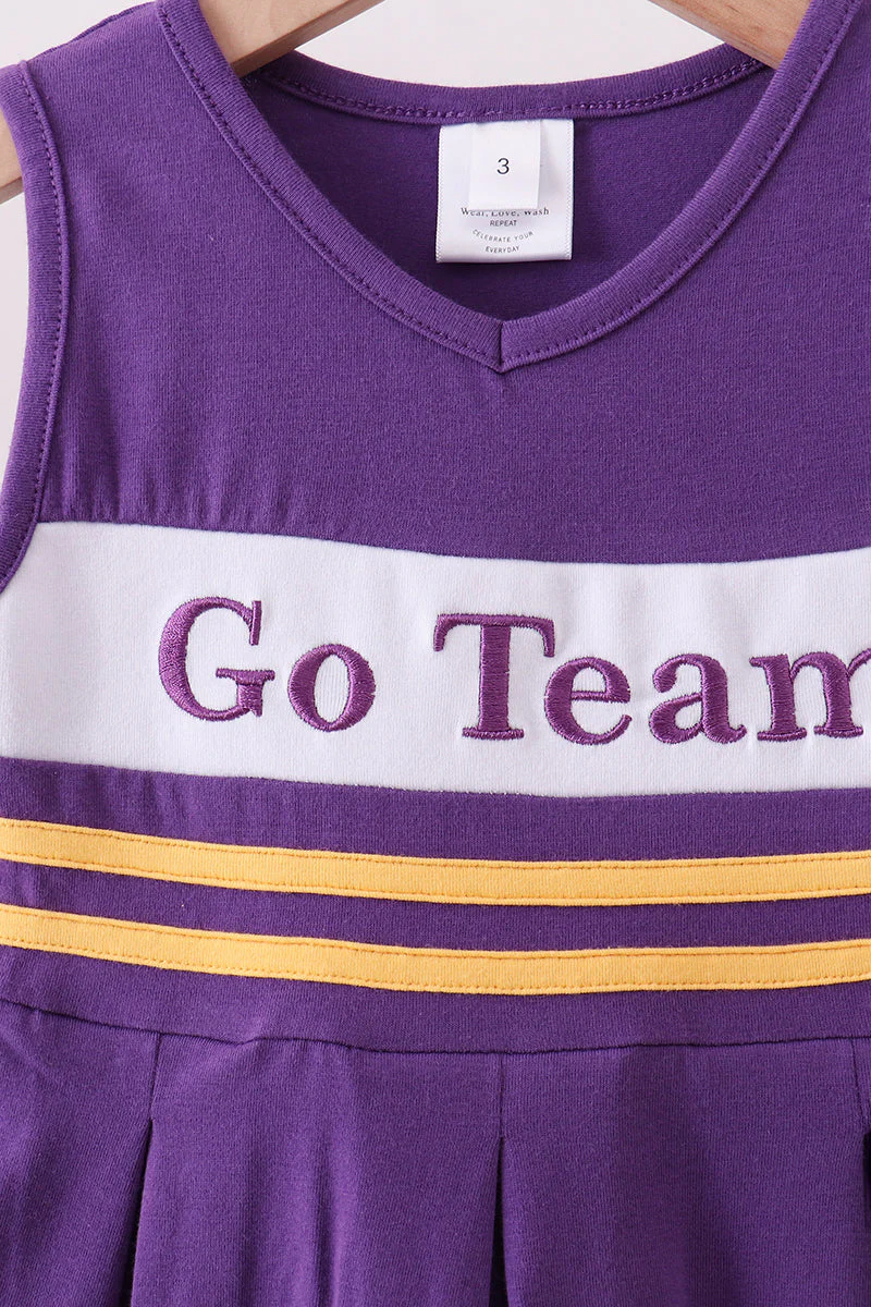 Premium Purple LSU Go Team embroidery ruffle dress - Image 3