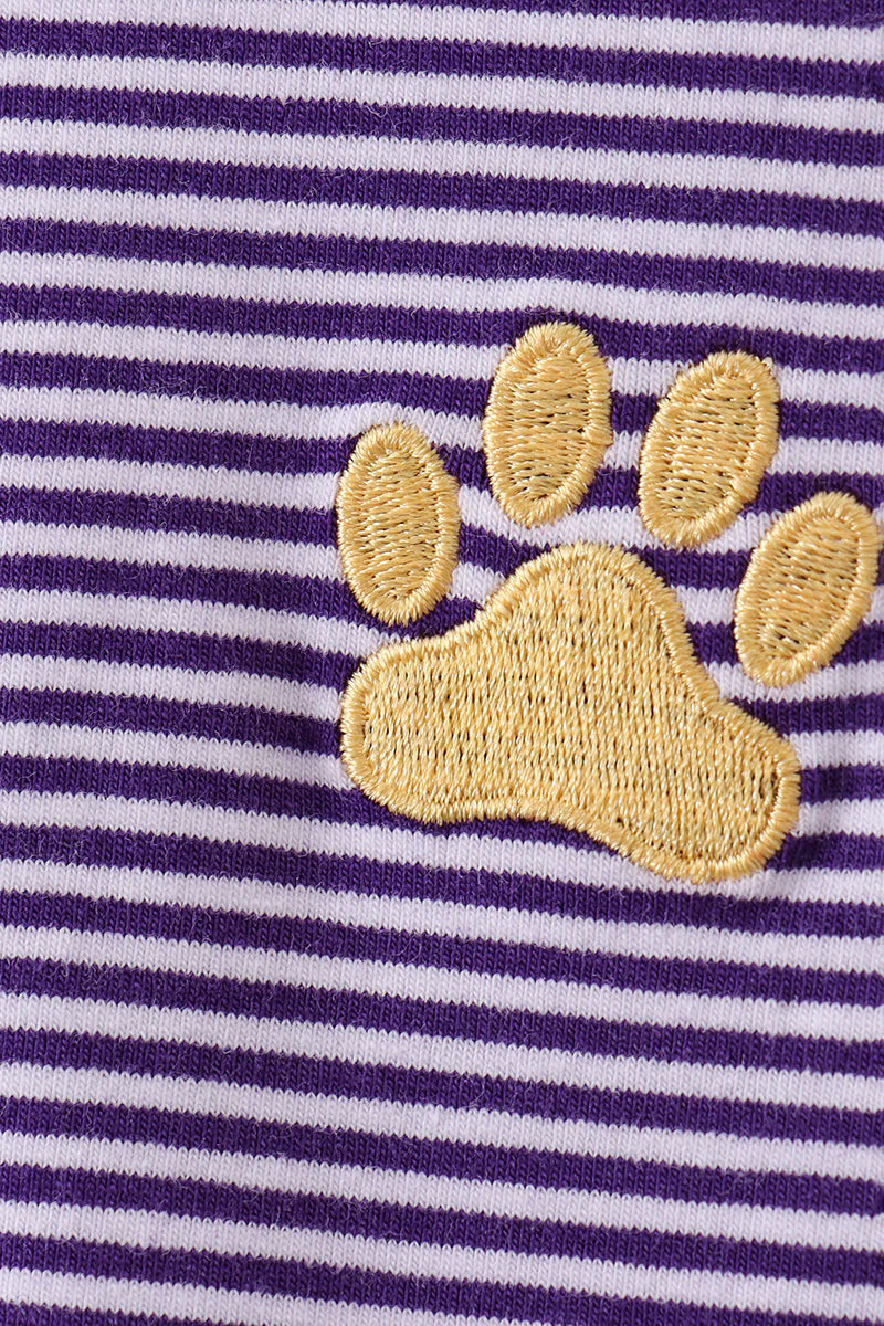 Premium Purple LSU stripe embroidery top - Image 3