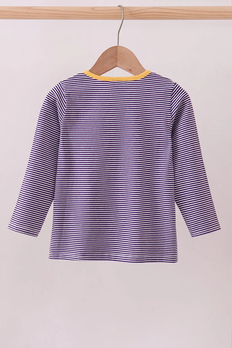 Premium Purple LSU stripe embroidery top - Image 5