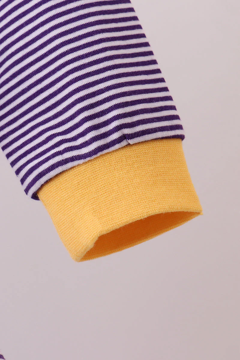 Premium Purple LSU stripe tiger embroidery dress - Image 4