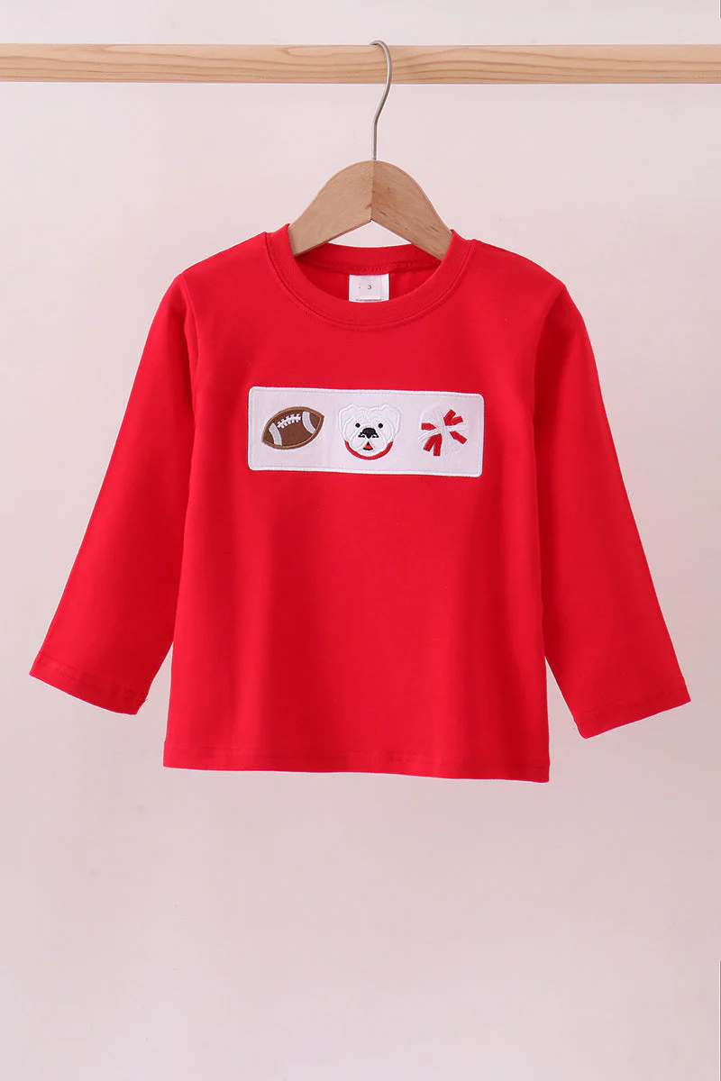 Premium Red Georgia bulldog embroidery top