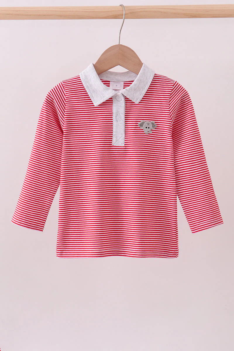 Premium Red Tennessee stripe elephant embroidery button down shirt