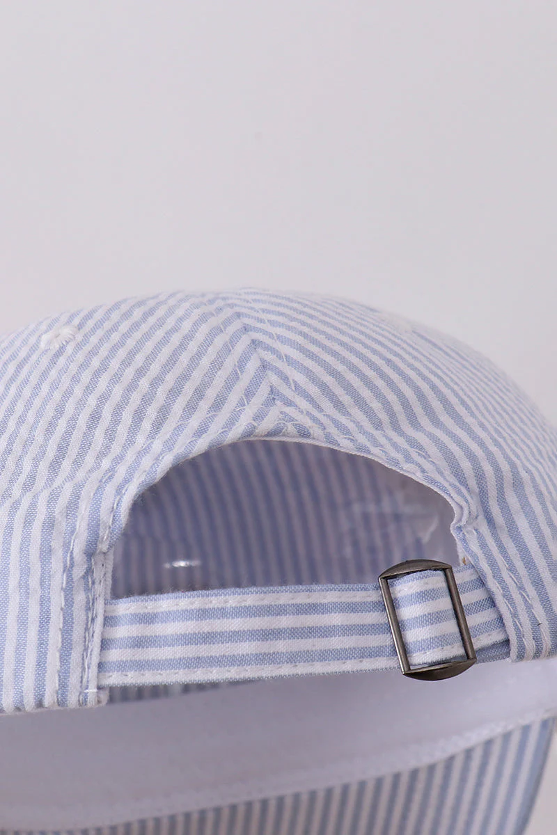Puppy Embroidered Seersucker Cap - Image 3