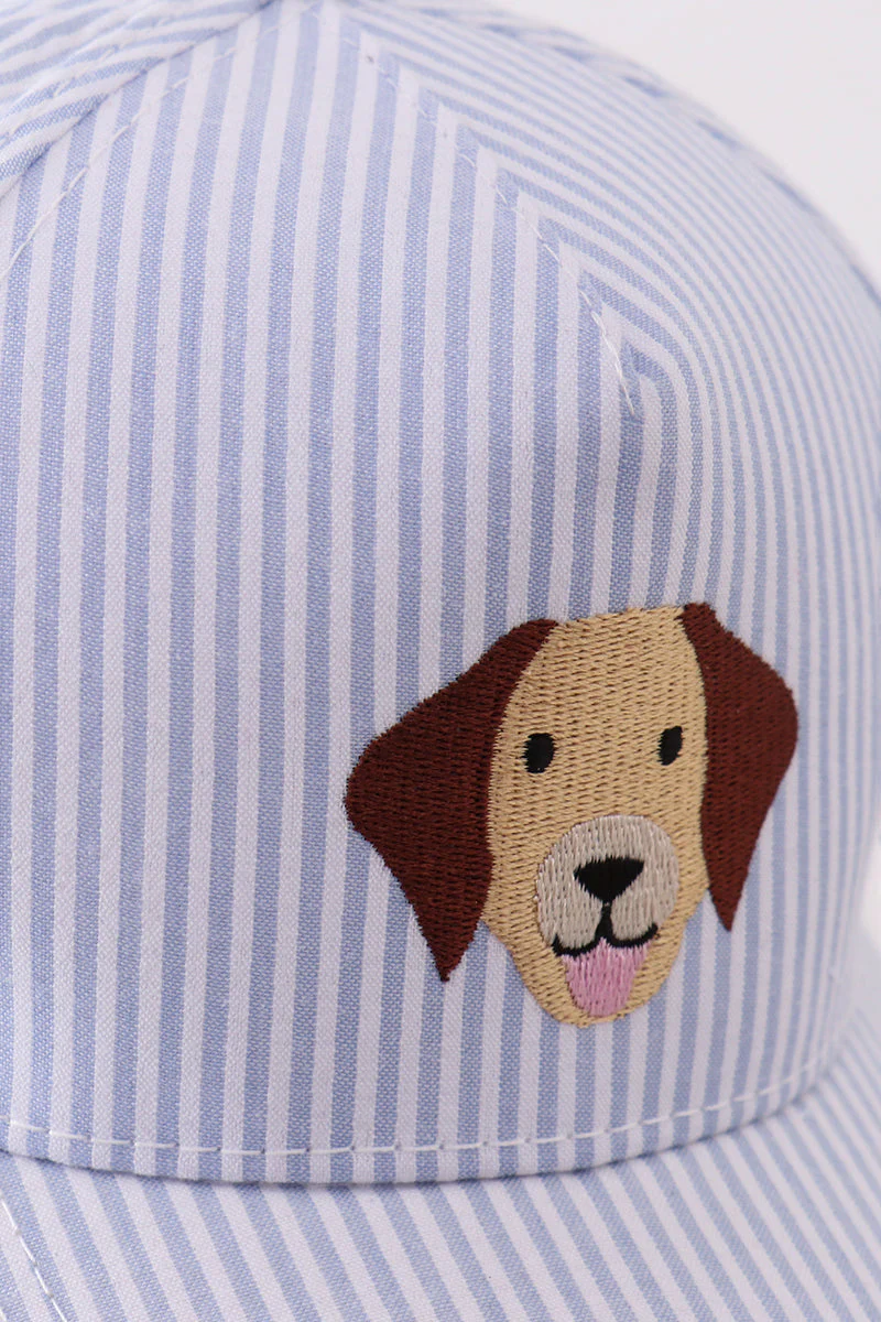 Puppy Embroidered Seersucker Cap - Image 5