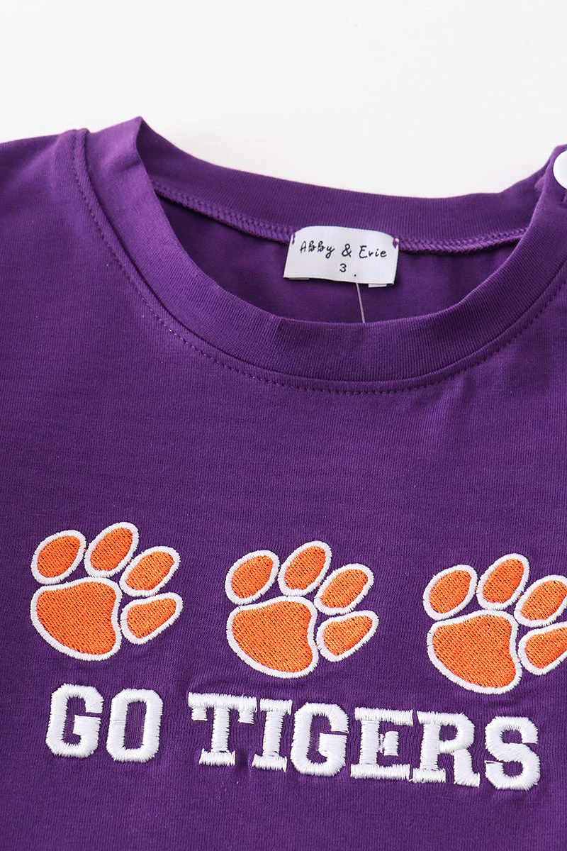 Puprle go tigers embroidery boy top - Image 2