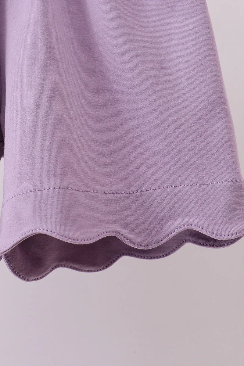 Purple bunny applique ruffle shorts set - Image 4