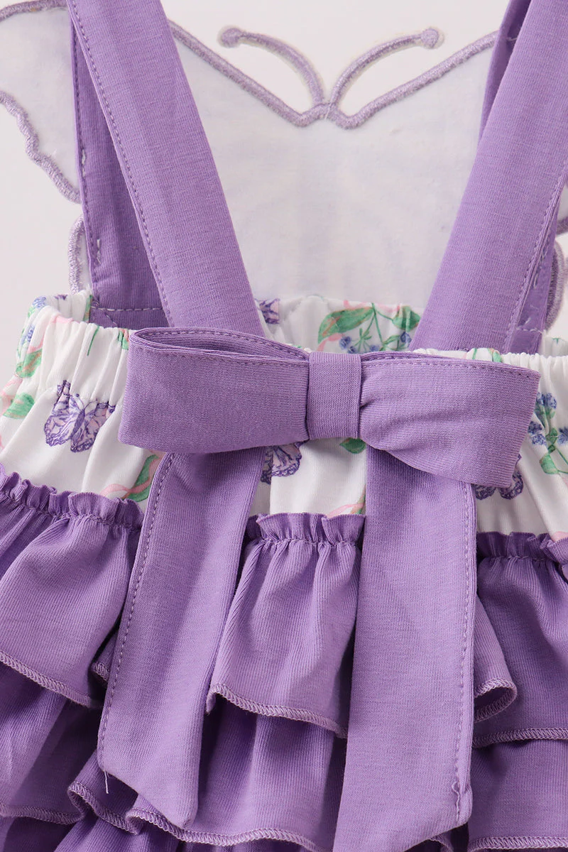 Purple Butterfly Applique Ruffle Bubble - Image 5