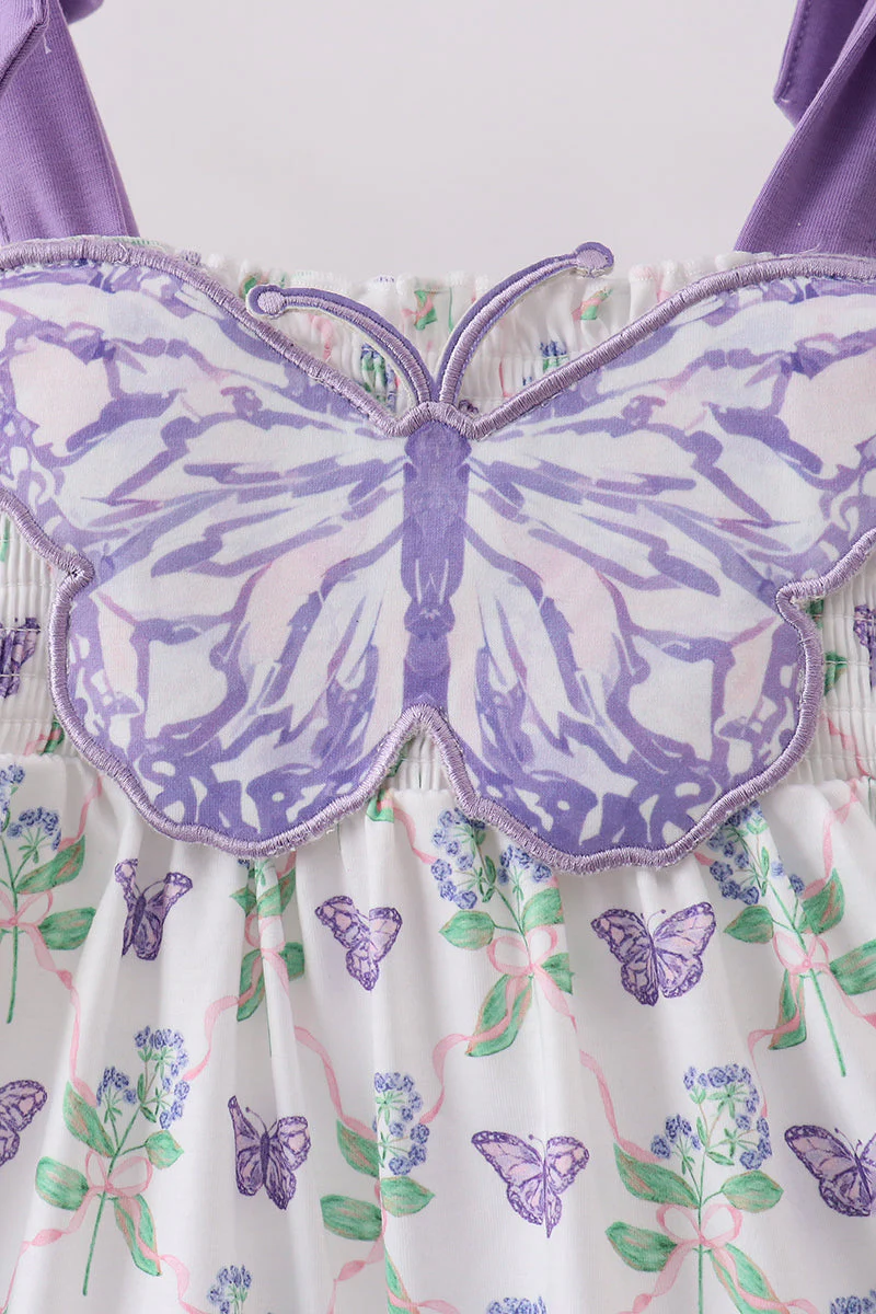 Purple Butterfly Applique Shorts Set - Image 2