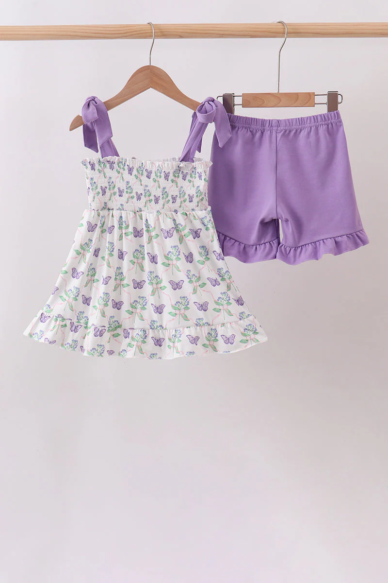 Purple Butterfly Applique Shorts Set - Image 5