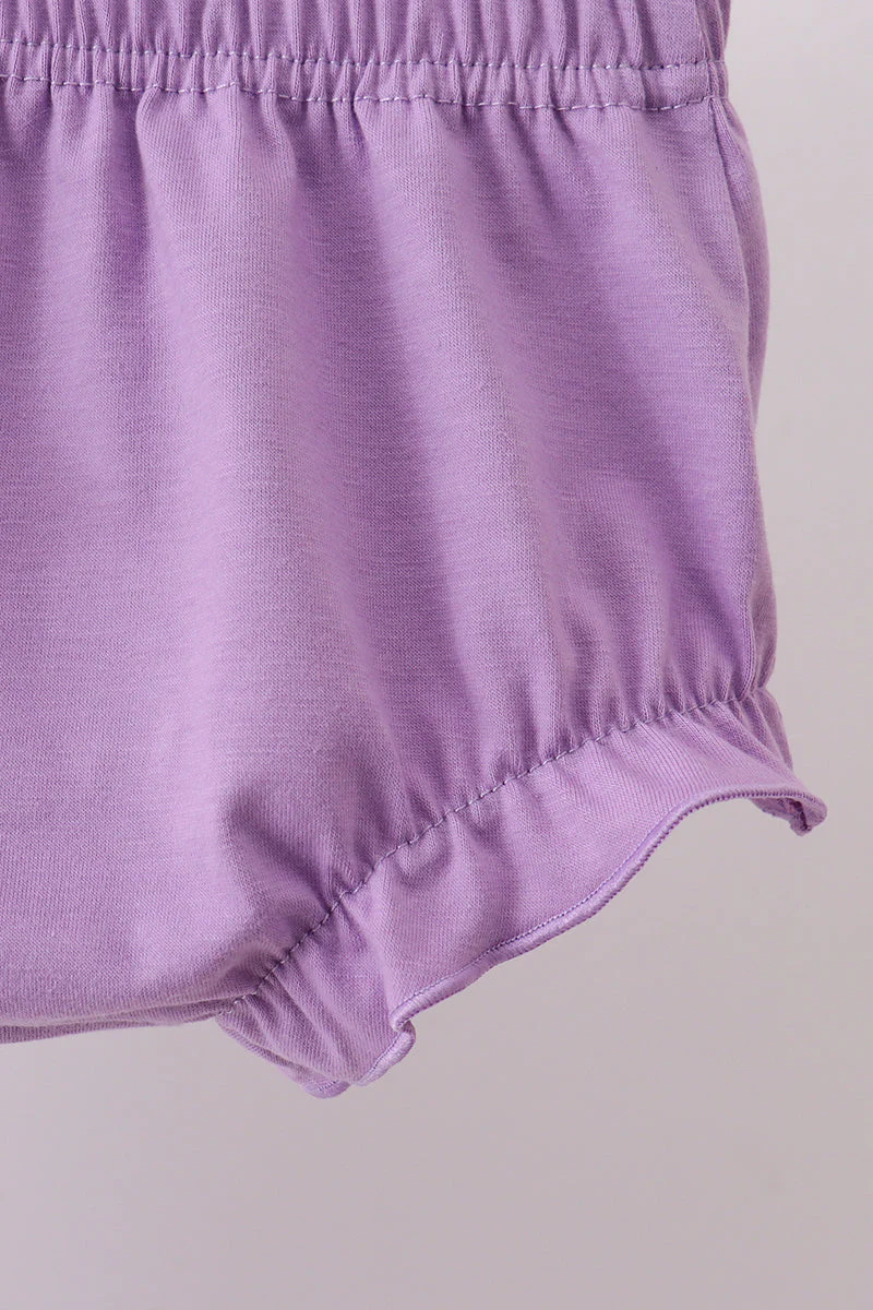 Purple floral embroidery gingham bloomer set - Image 3