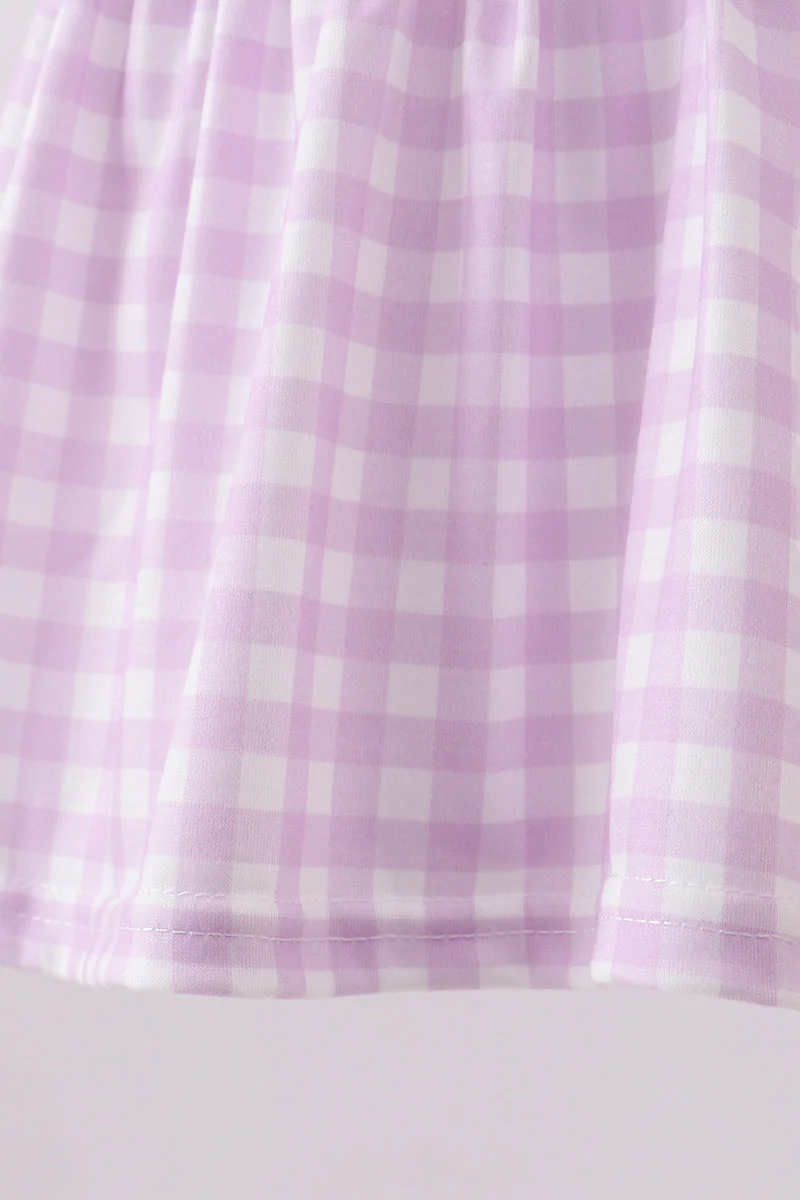 Purple floral embroidery gingham bloomer set - Image 4