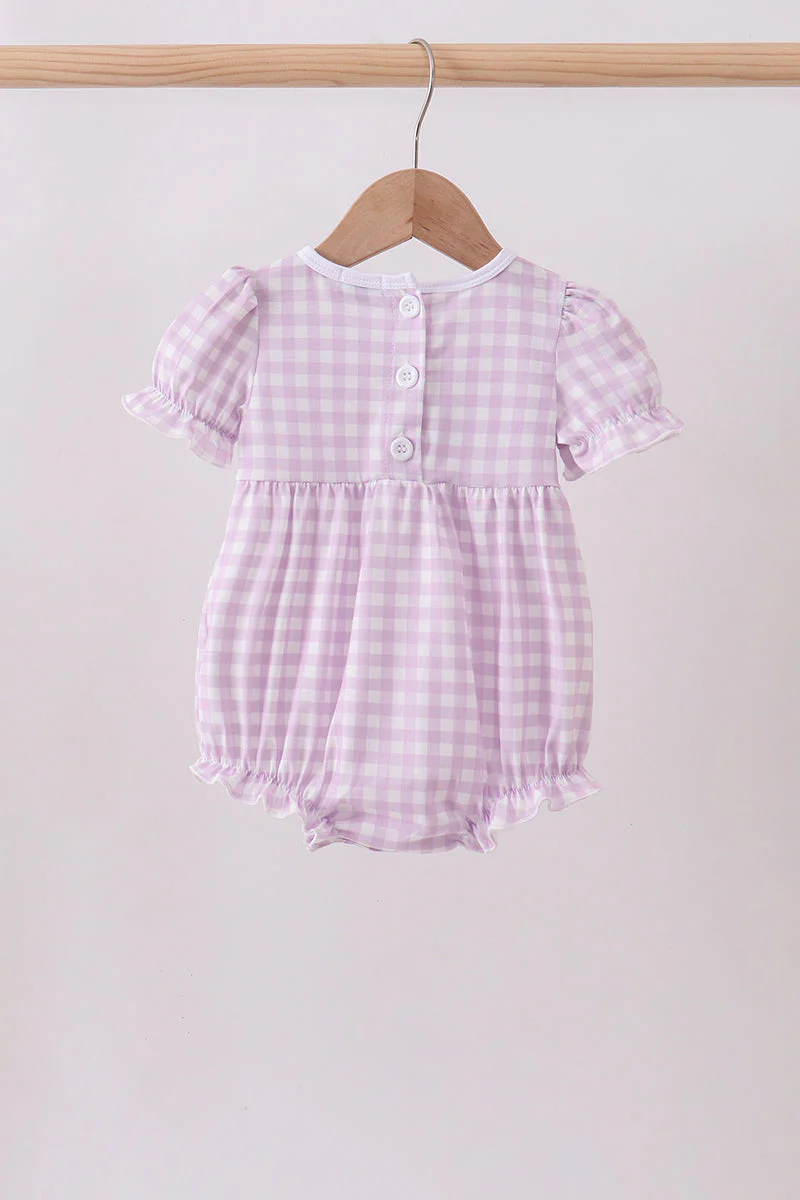 Purple floral embroidery gingham ruffle bubble - Image 5