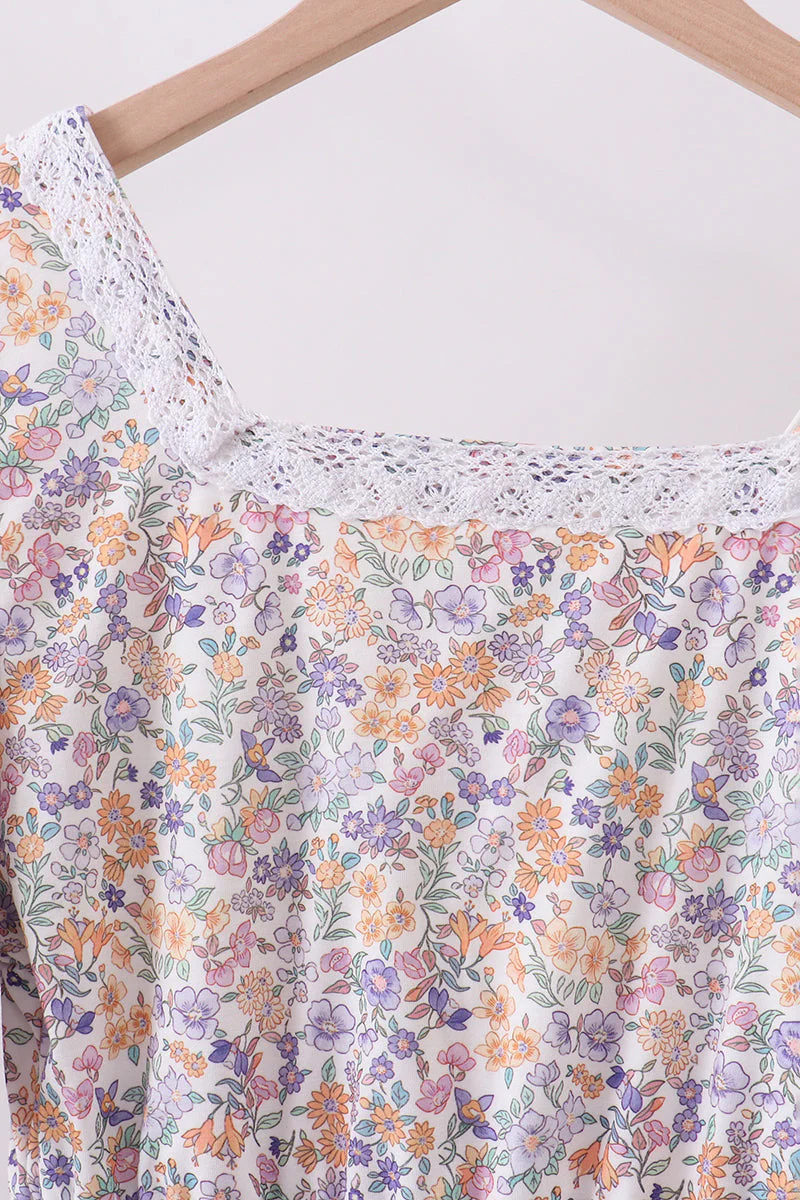 Purple floral lace women dress - Image 2
