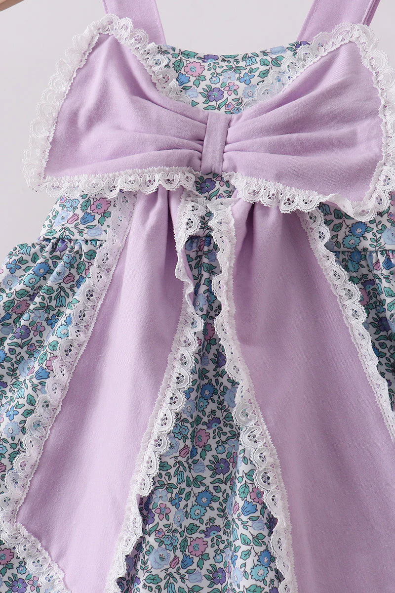 Purple floral print bow bloomer set - Image 2
