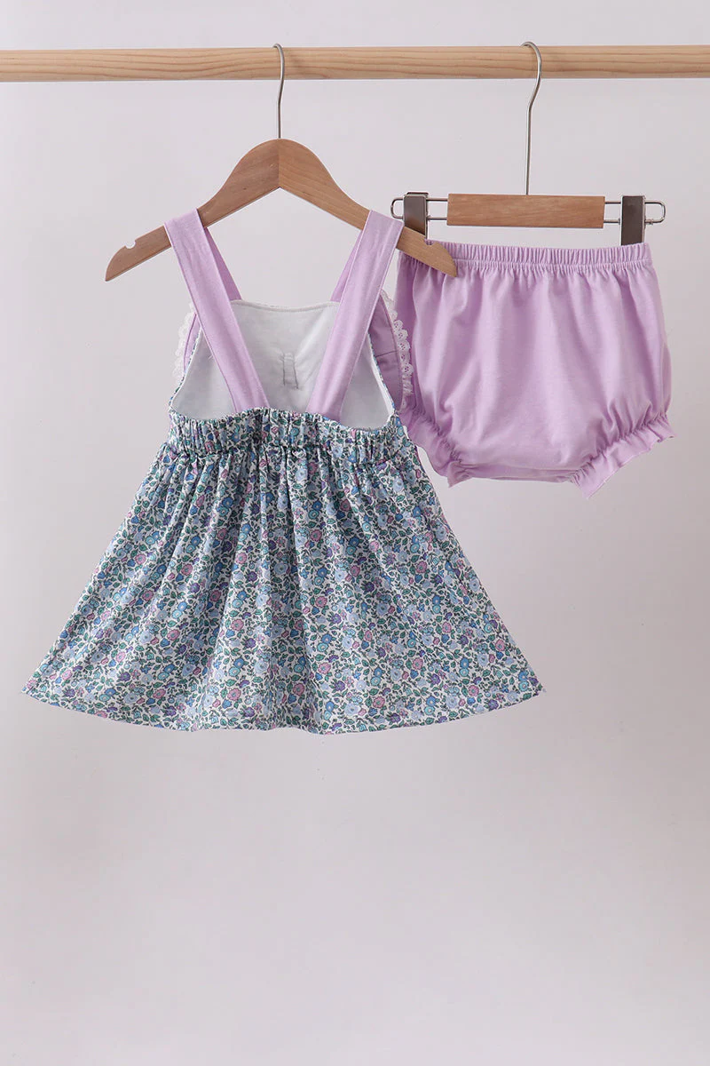 Purple floral print bow bloomer set - Image 4