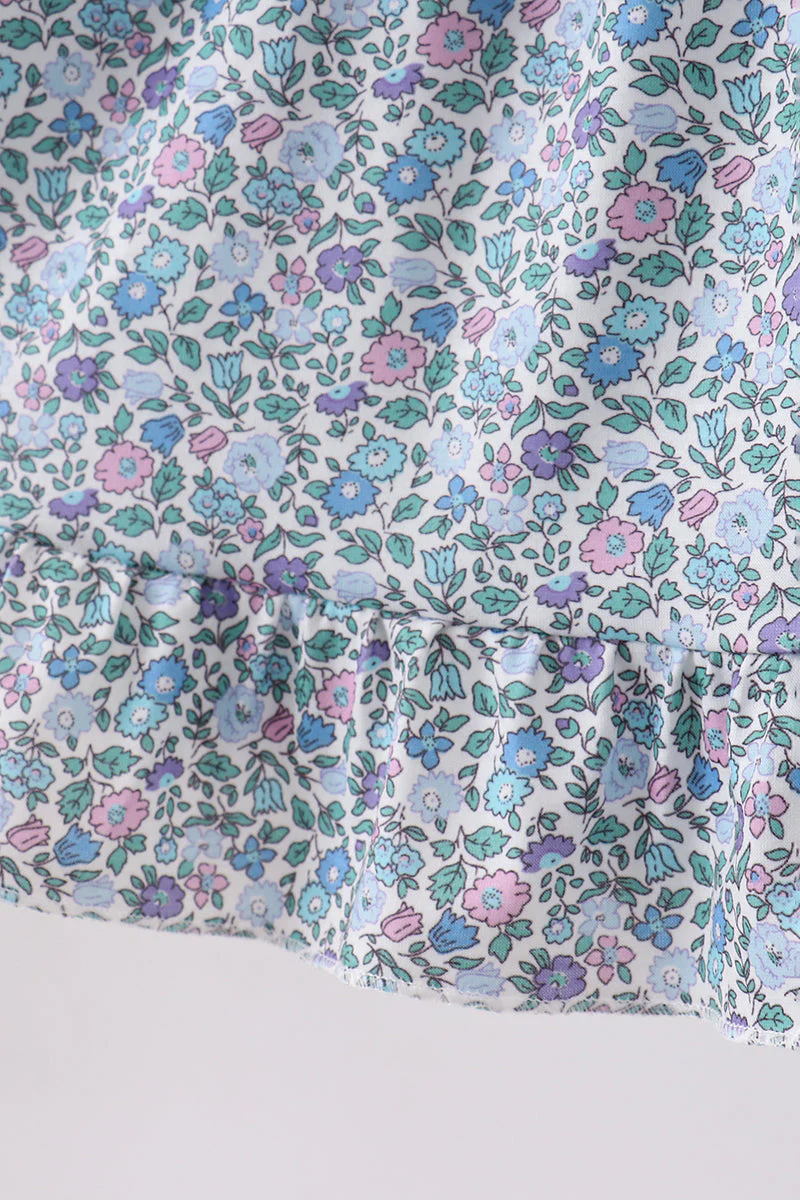Purple floral print bow ruffle dress - Image 4