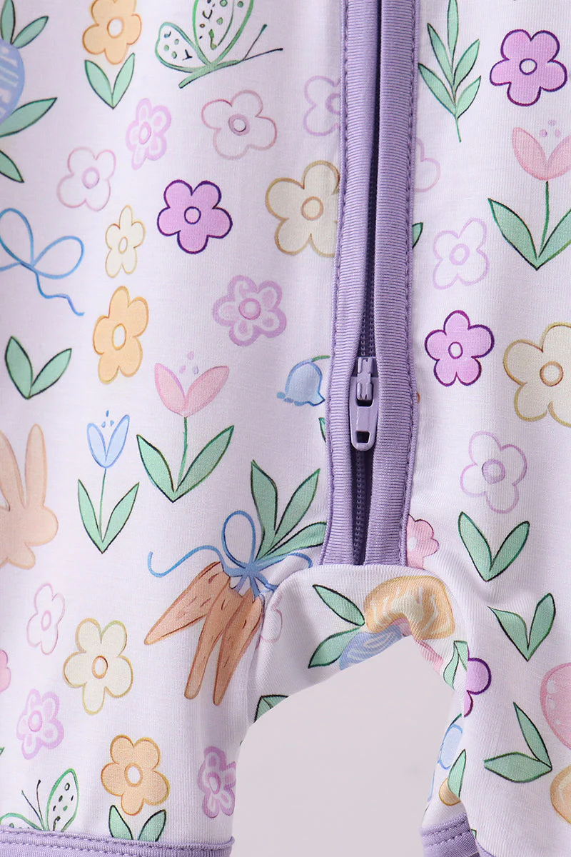Purple floral print romper - Image 3