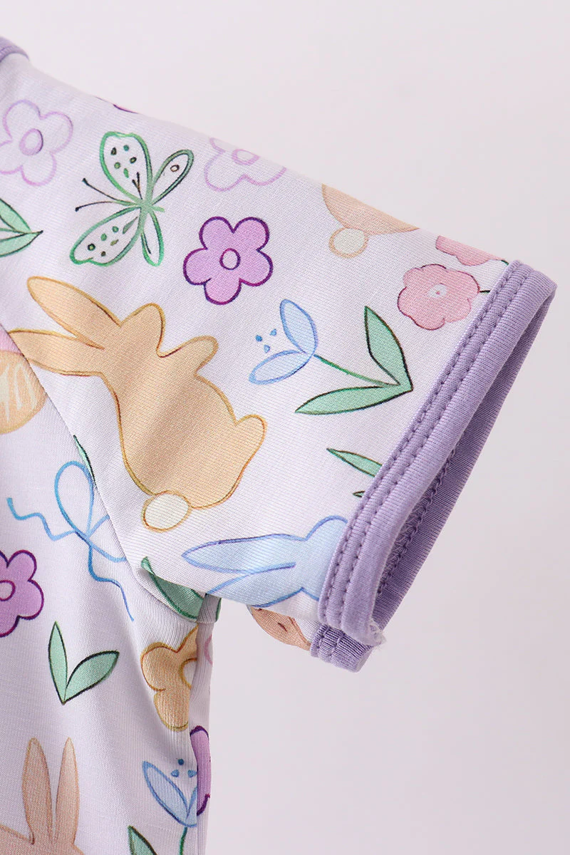 Purple floral print romper - Image 4
