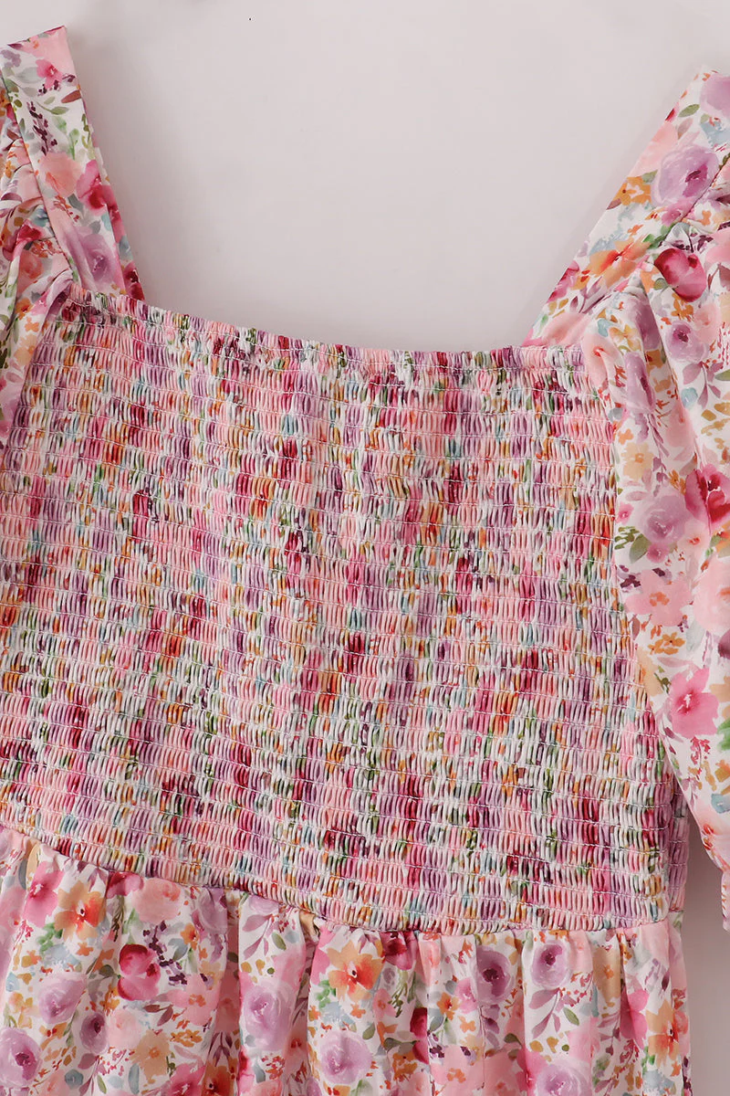 Purple floral print ruffle mom&me dress - Image 3
