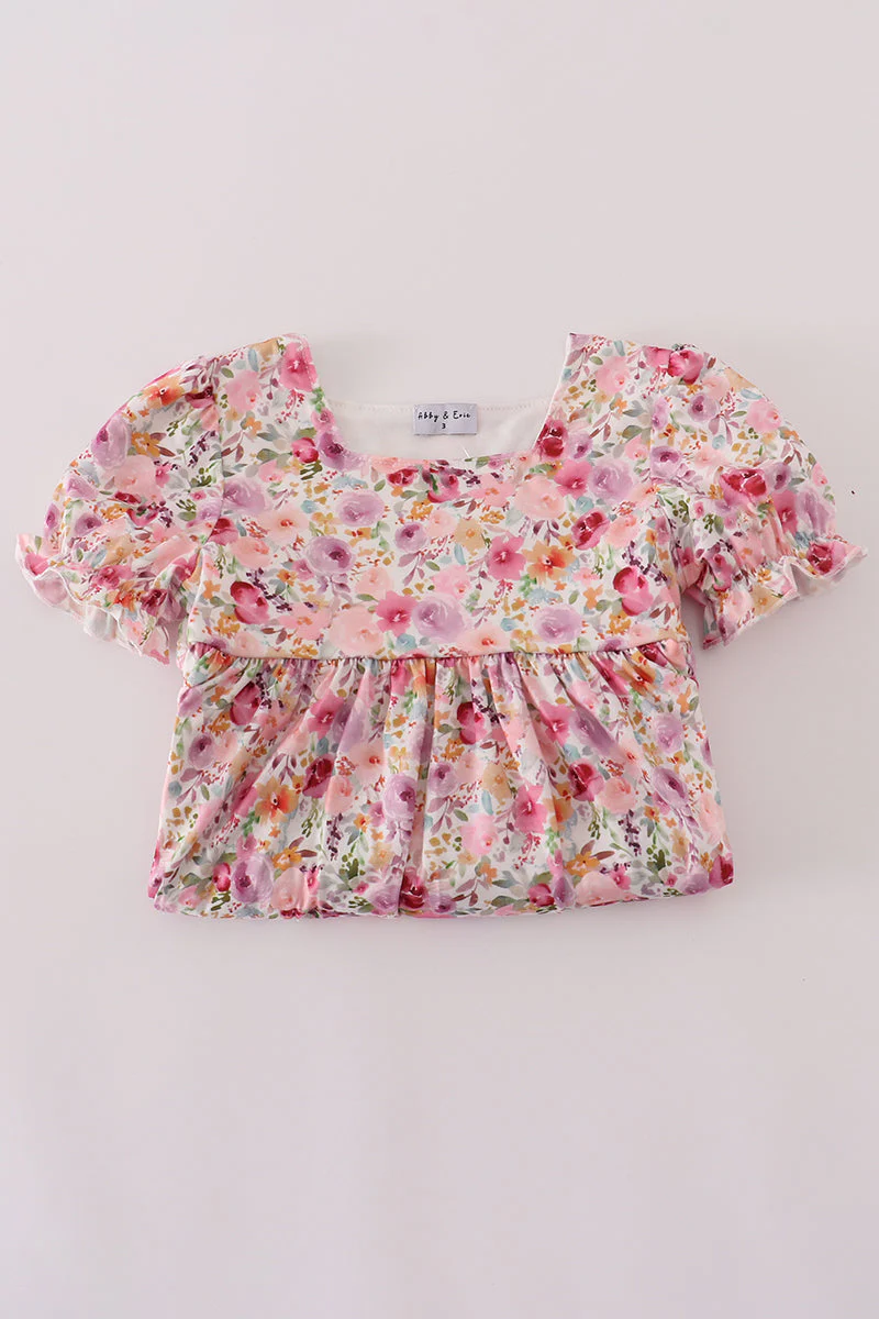 Purple floral print ruffle mom&me dress - Image 9