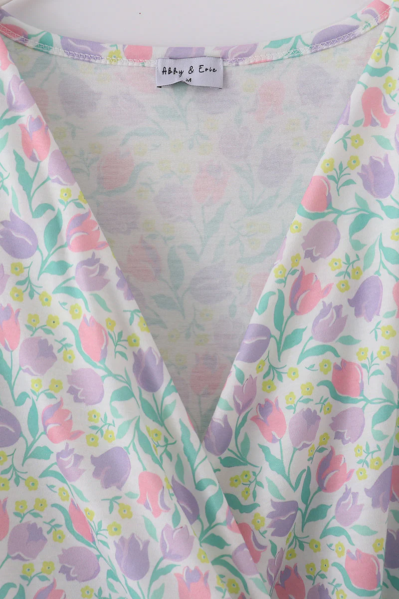 Purple floral print women dress - Image 2