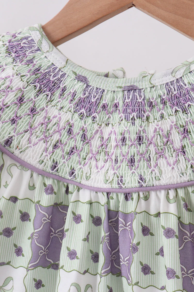 Purple Floral Smocked Bloomer Set - Image 2