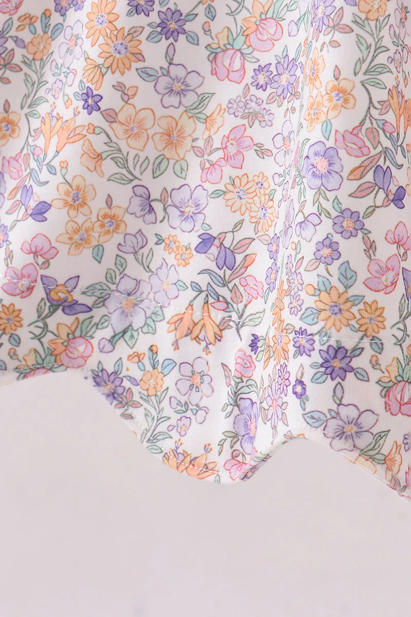 Purple Floral Smocked Dress - Image 4
