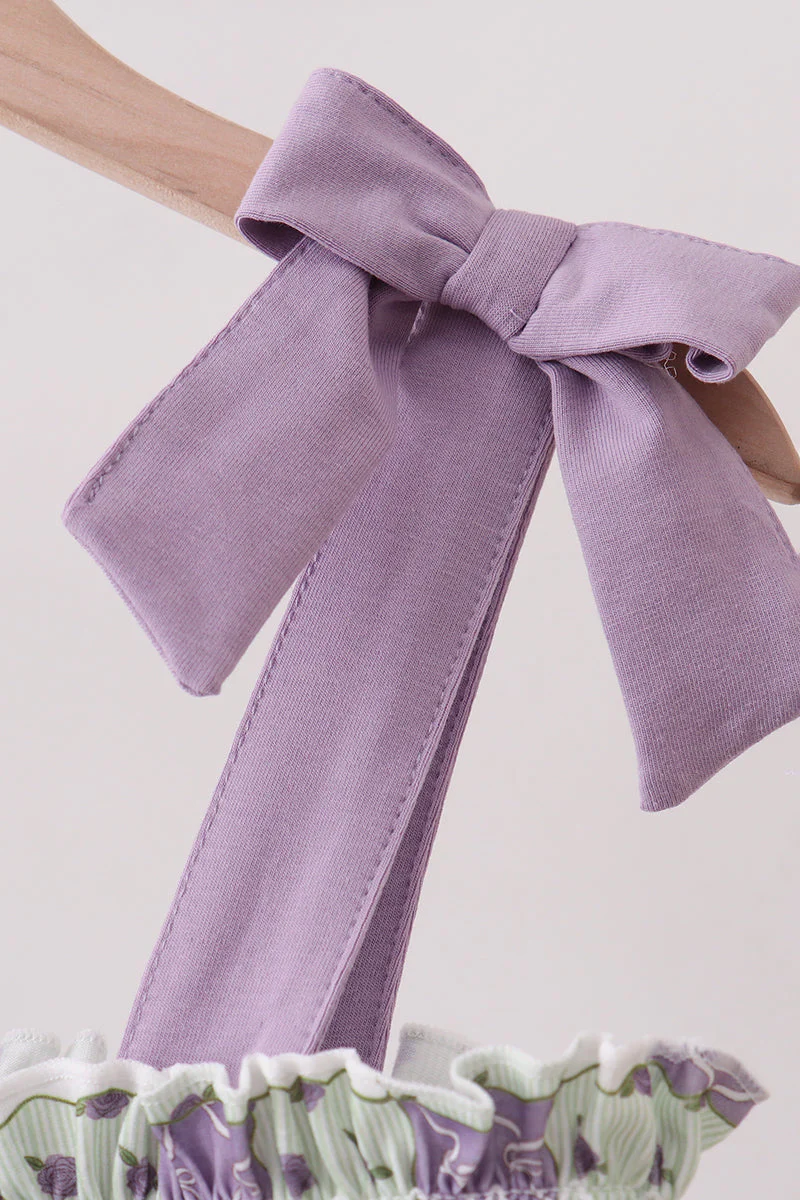 Purple Floral Smocked Women Dress - Image 3