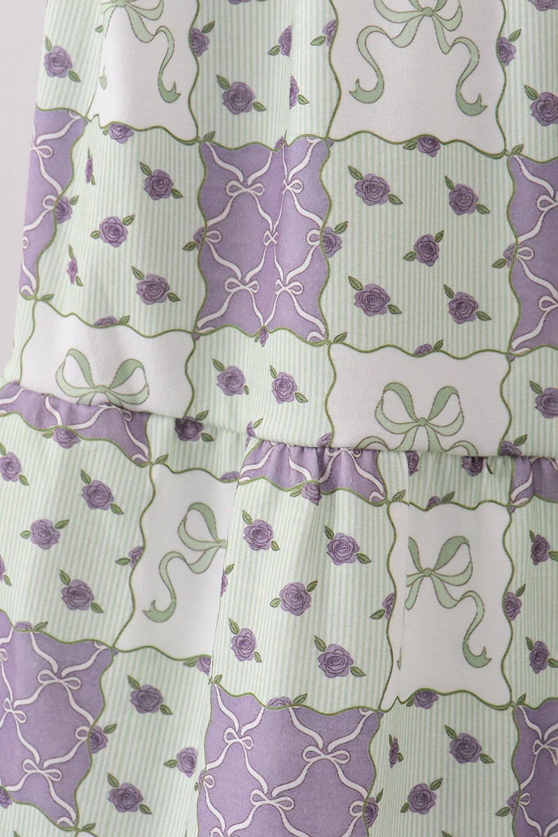 Purple Floral Smocked Women Dress - Image 4