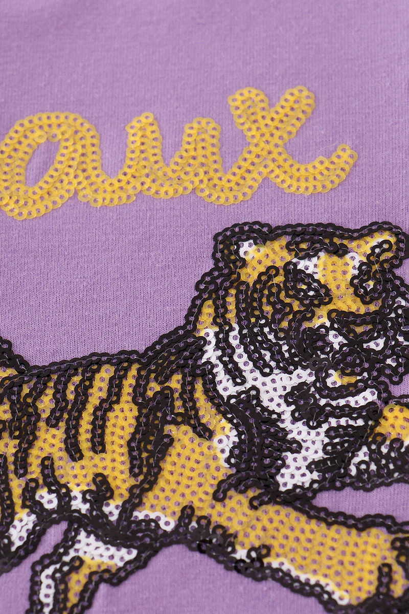 Purple gold LSU geaux tiger sequin top - Image 2