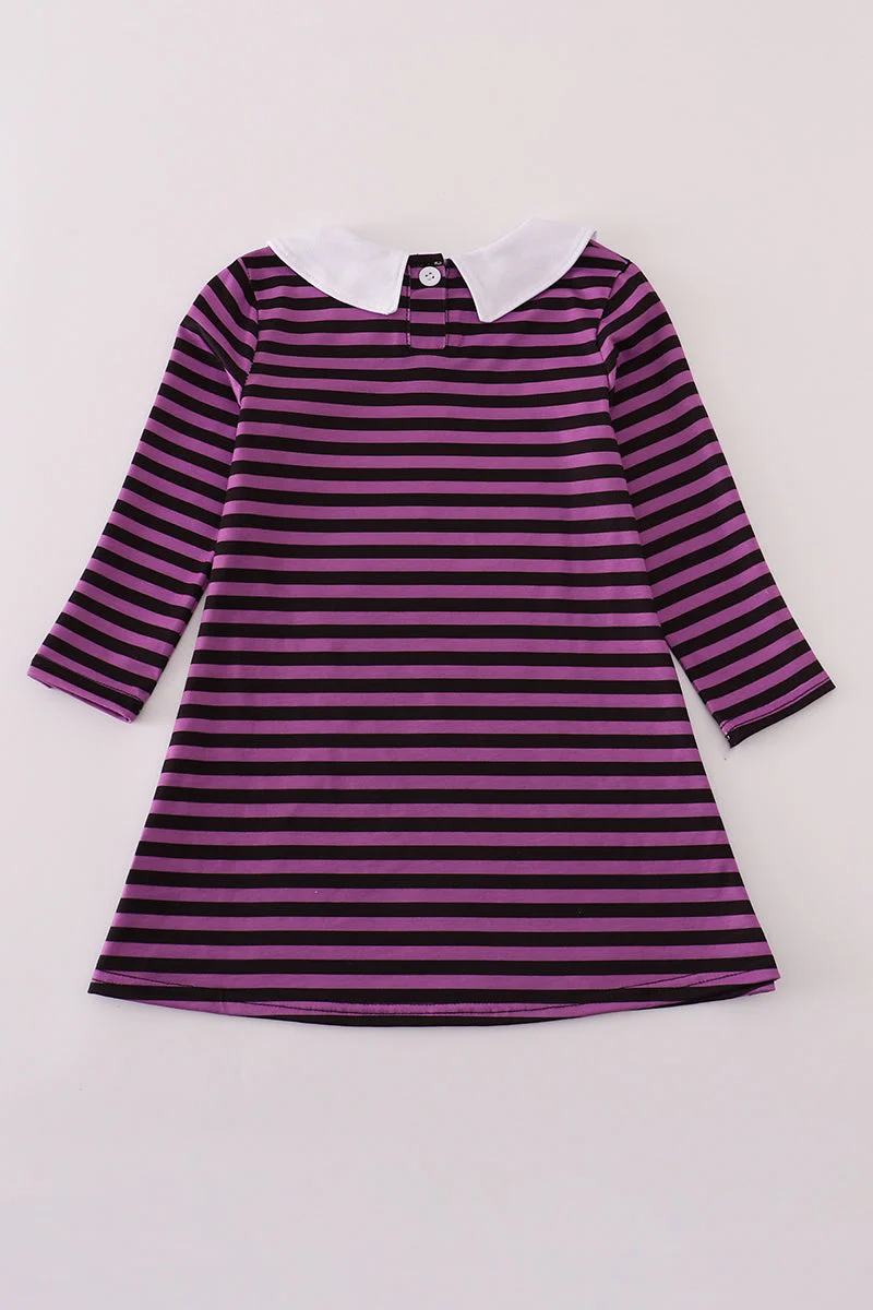 Purple halloween cat stripe dress 2pc set - Image 4