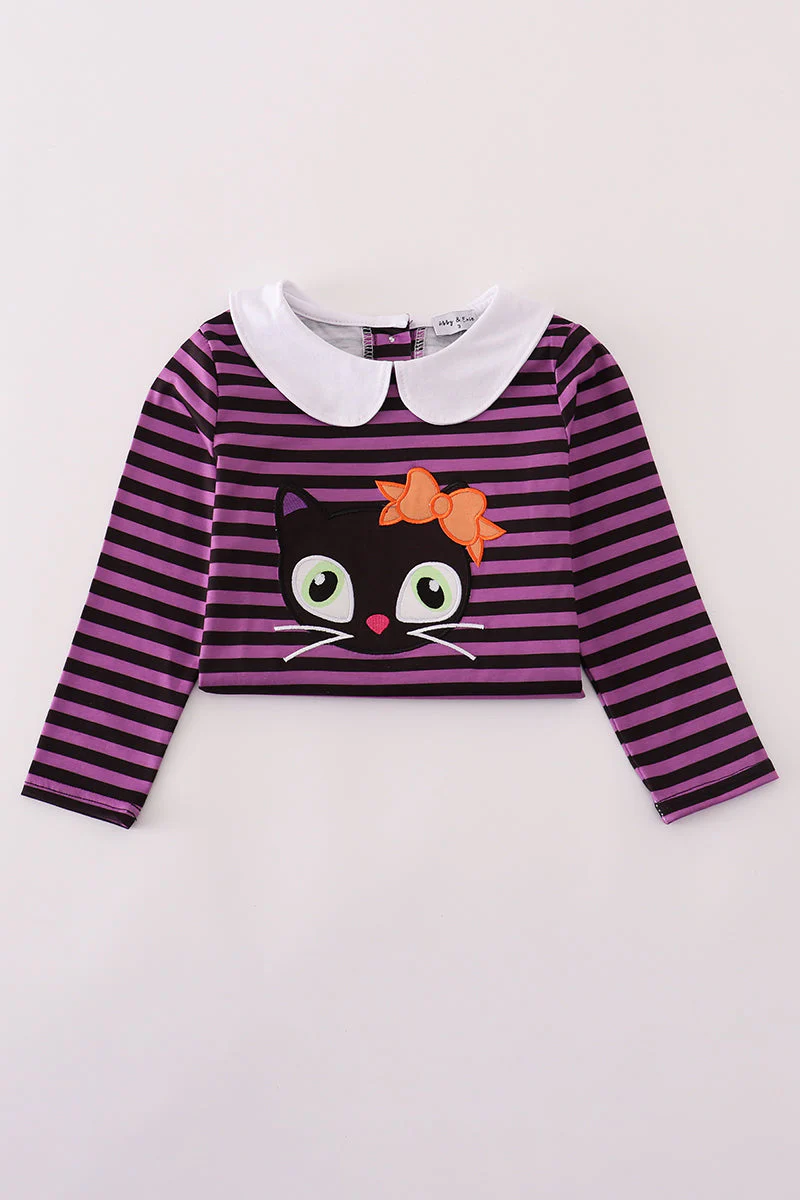 Purple halloween cat stripe dress 2pc set - Image 6