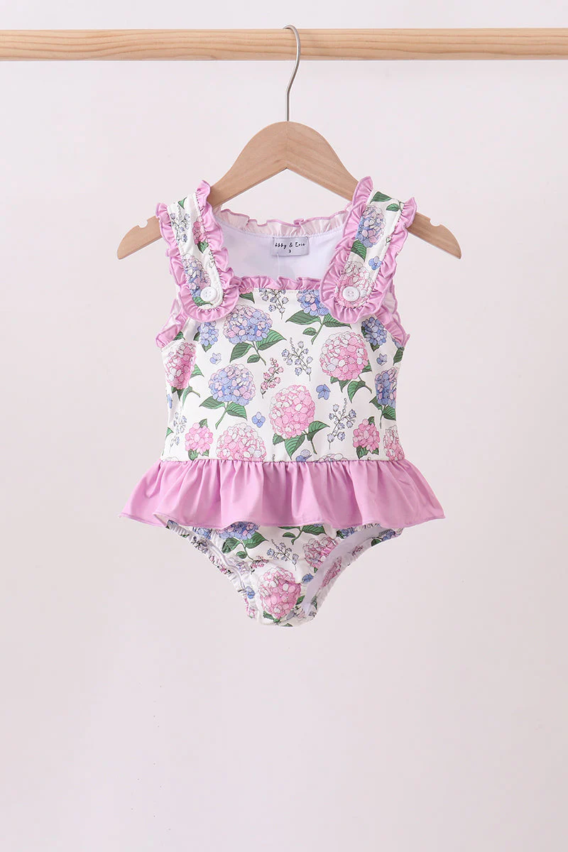 Purple Hydrangea UPF Swim One-Piece