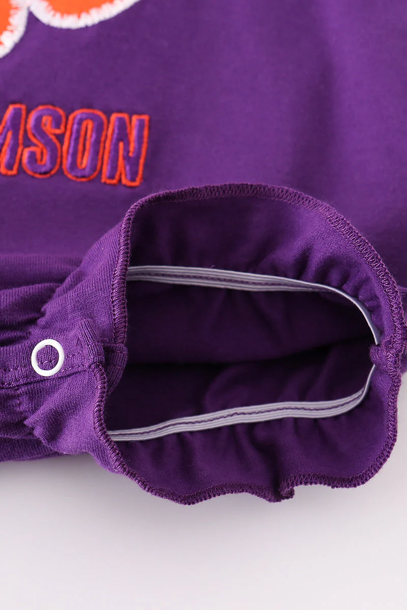 Purple I love clemson applique ruffle bubble - Image 2