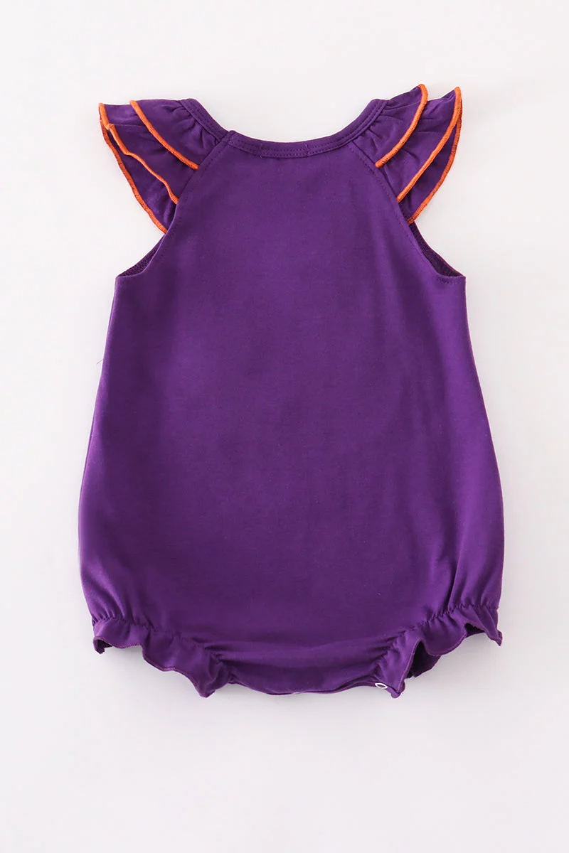 Purple I love clemson applique ruffle bubble - Image 3