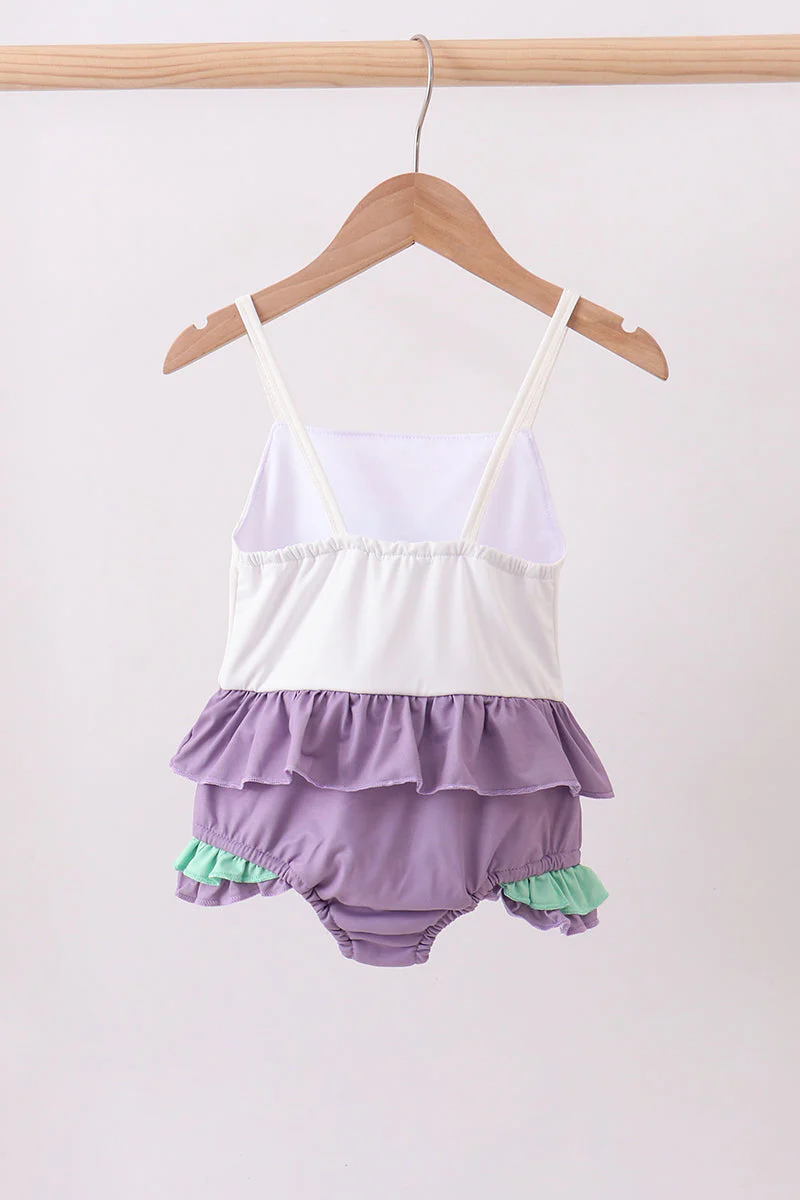 Purple lace rainbow ruffle one-piece swimsuit - Image 5