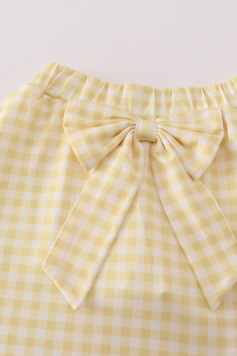 Purple LSU applique bow skorts set - Image 3