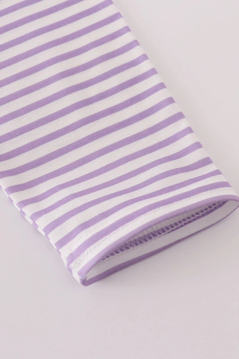 Purple LSU embroidery stripe top - Image 3
